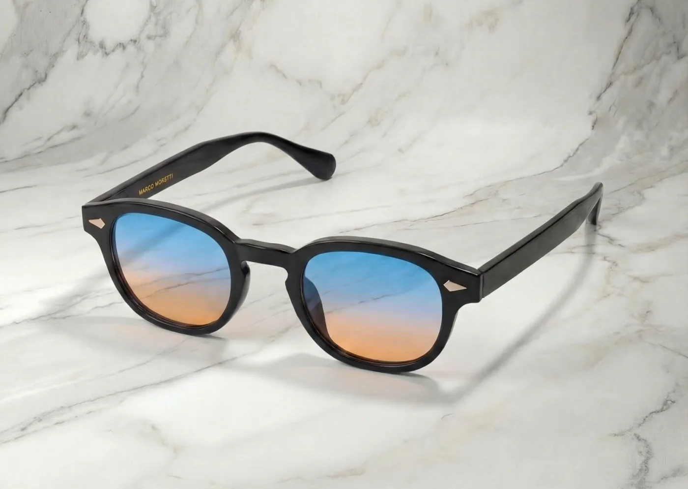 Marco Moretti Calypso, black frame with blue-to-amber gradient lenses